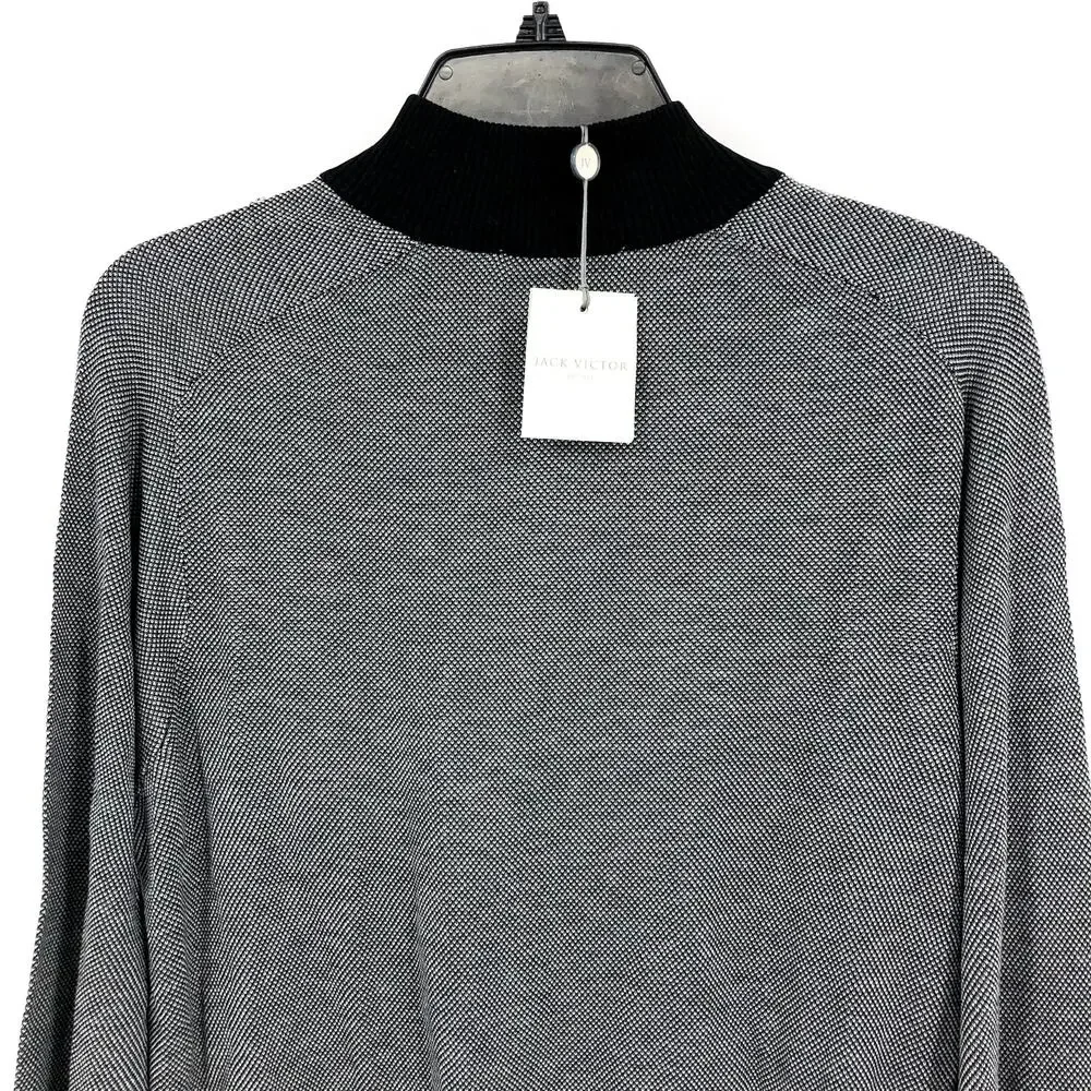 JACK VICTOR Men's Valois 1/4 Zip Sweater Large Black Pullover Cotton Silk NWT